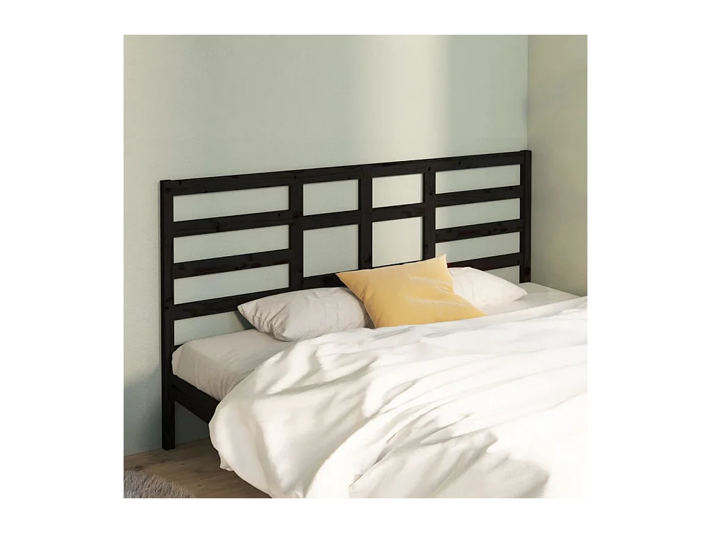 Tête de lit Noir 206x4x104 Bois massif de pin