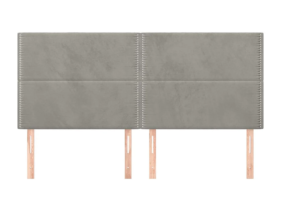 Têtes de lit 4 pcs Gris clair 100x5x78-88 Velours