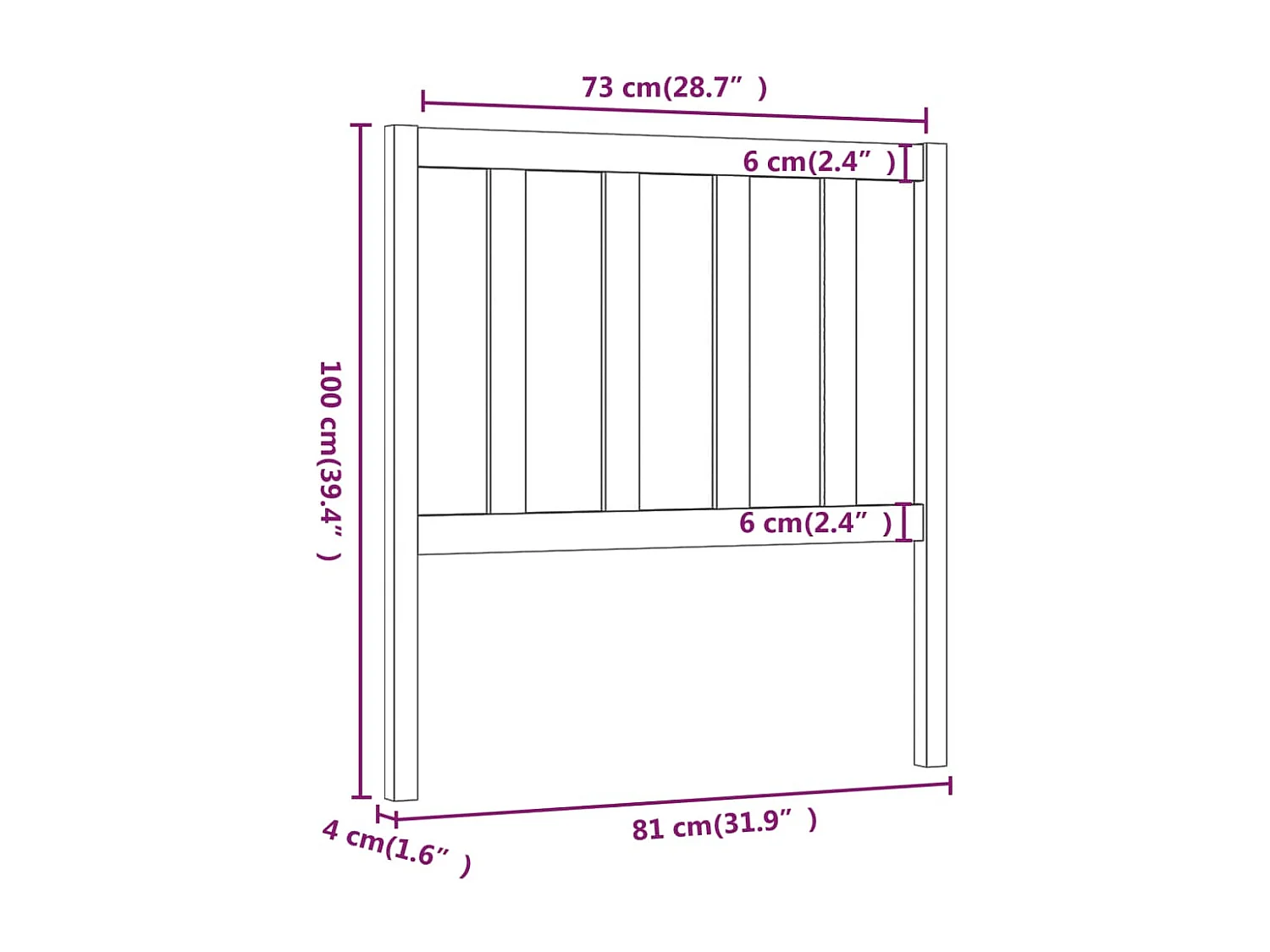 Tête de lit Blanc 81x4x100 Bois massif de pin 3