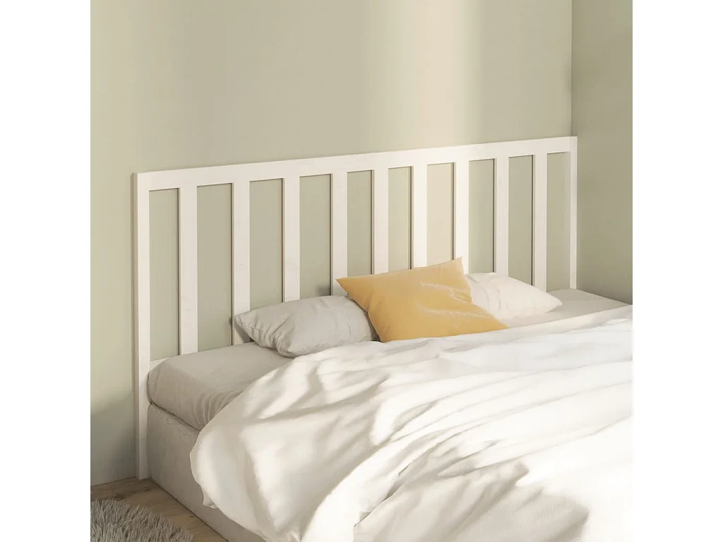 Tête de lit Blanc 206x4x100 Bois massif de pin 2