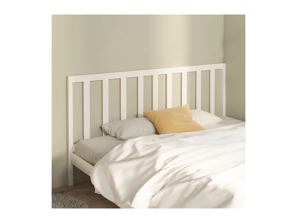Tête de lit Blanc 206x4x100 Bois massif de pin 2