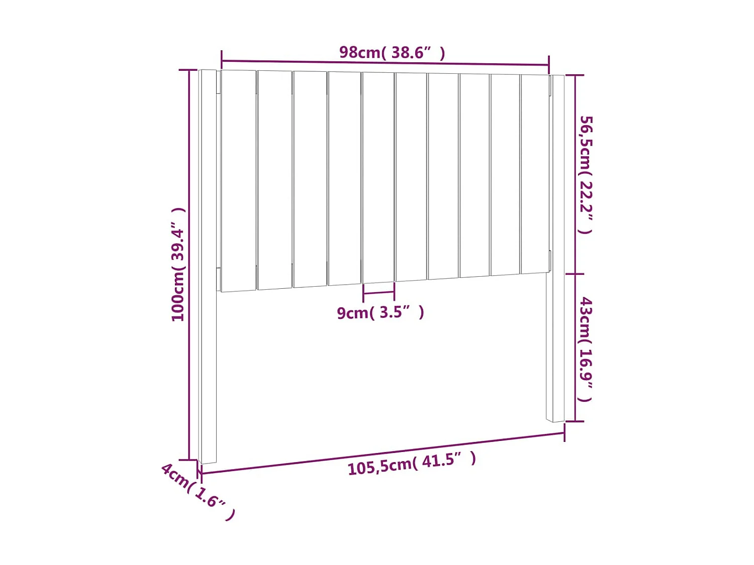 Tête de lit 105,5x4x100 Bois massif de pin Voleta