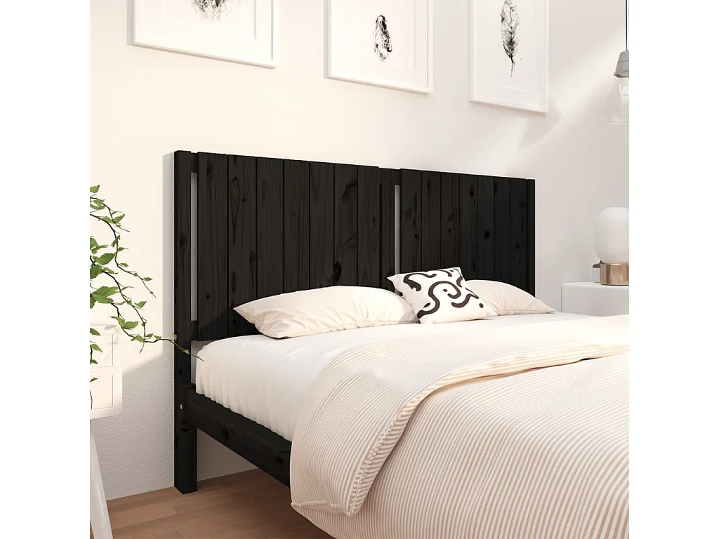Tête de lit Noir 165,5x4x100 Bois massif de pin 2