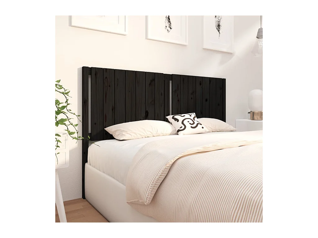 Tête de lit Noir 165,5x4x100 Bois massif de pin 2