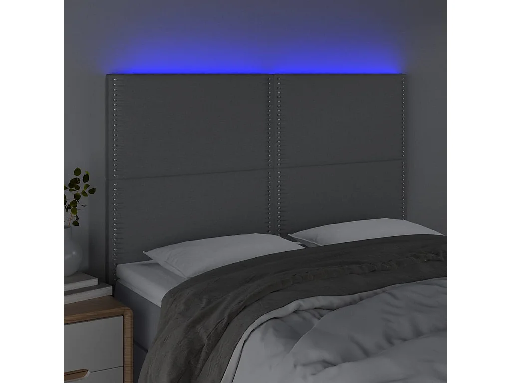 Tête de lit à LED Gris clair 144x5x118-128 Tissu