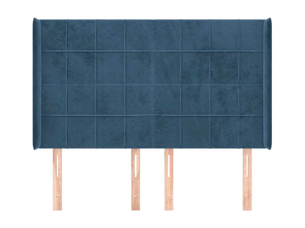 Tête de lit avec oreilles Bleu foncé 147x16x118-128 Velours