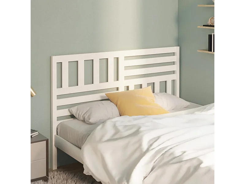 Tête de lit Blanc 146x4x100 Bois massif de pin