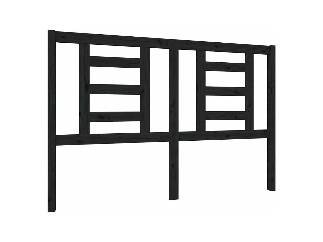 Tête de lit Noir 146x4x100 Bois massif de pin