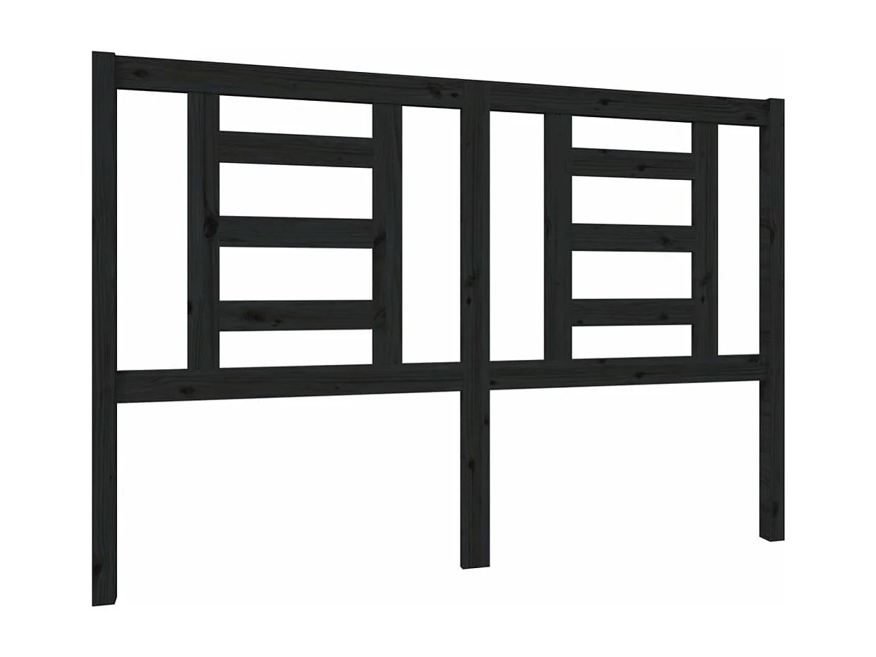Tête de lit Noir 146x4x100 Bois massif de pin