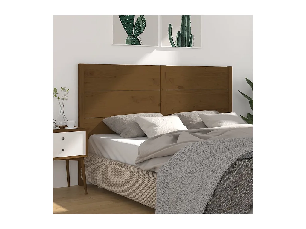 Tête de lit Marron miel 126x4x100 Bois massif de pin 3