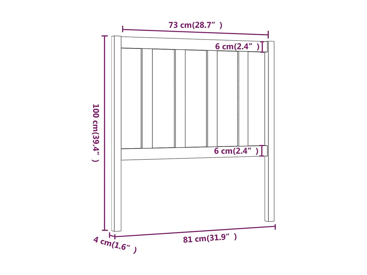 Tête de lit Gris 81x4x100 Bois massif de pin 2