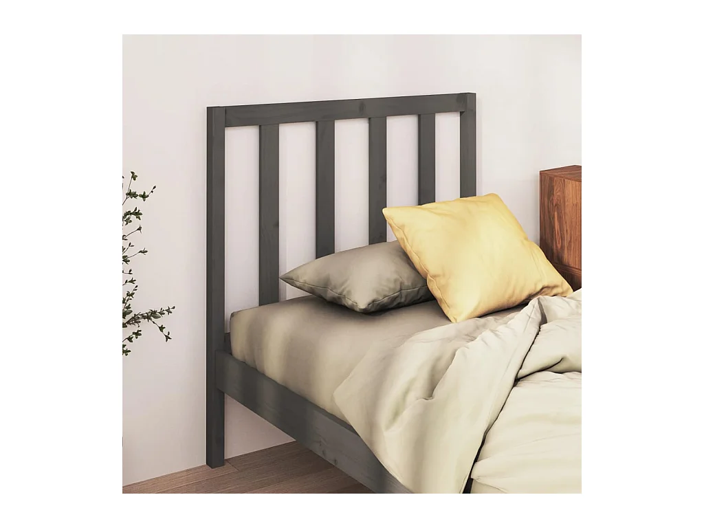 Tête de lit Gris 81x4x100 Bois massif de pin 2