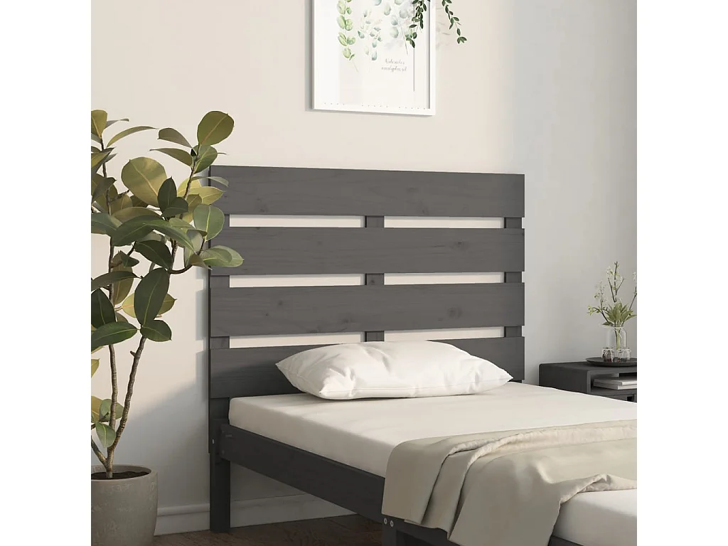Tête de lit Gris 100x3x80 Bois massif de pin