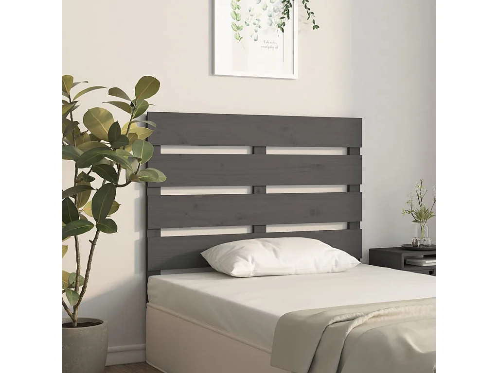 Tête de lit Gris 100x3x80 Bois massif de pin