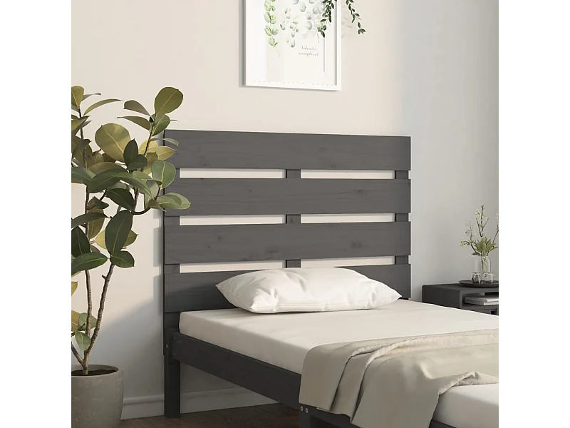 Tête de lit Gris 100x3x80 Bois massif de pin