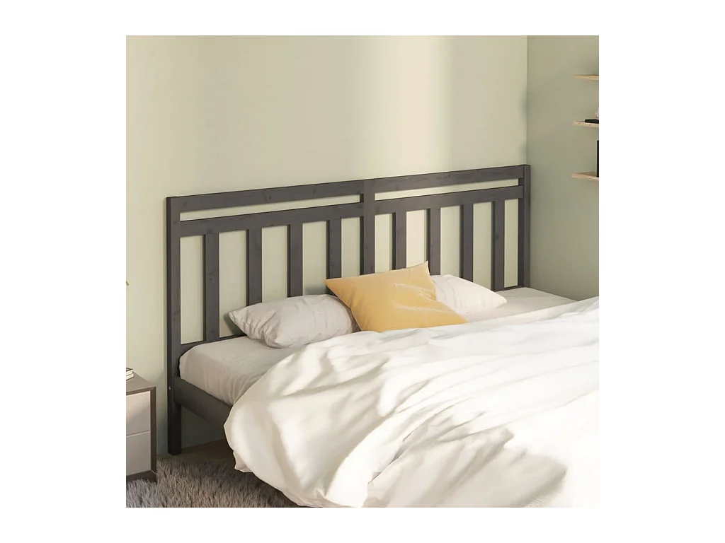 Tête de lit Gris 206x4x100 Bois massif de pin 4