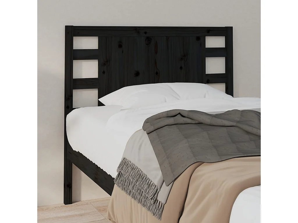 Tête de lit Noir 96x4x100 Bois massif de pin