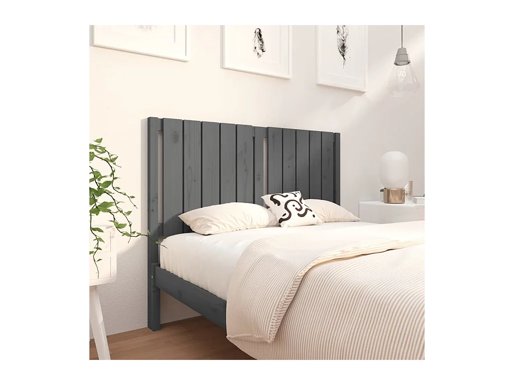 Tête de lit Gris 125,5x4x100 Bois massif de pin