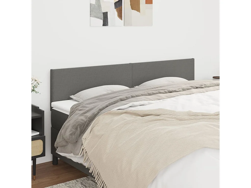 Têtes de lit 2 pcs Gris foncé 80x5x78-88 Tissu