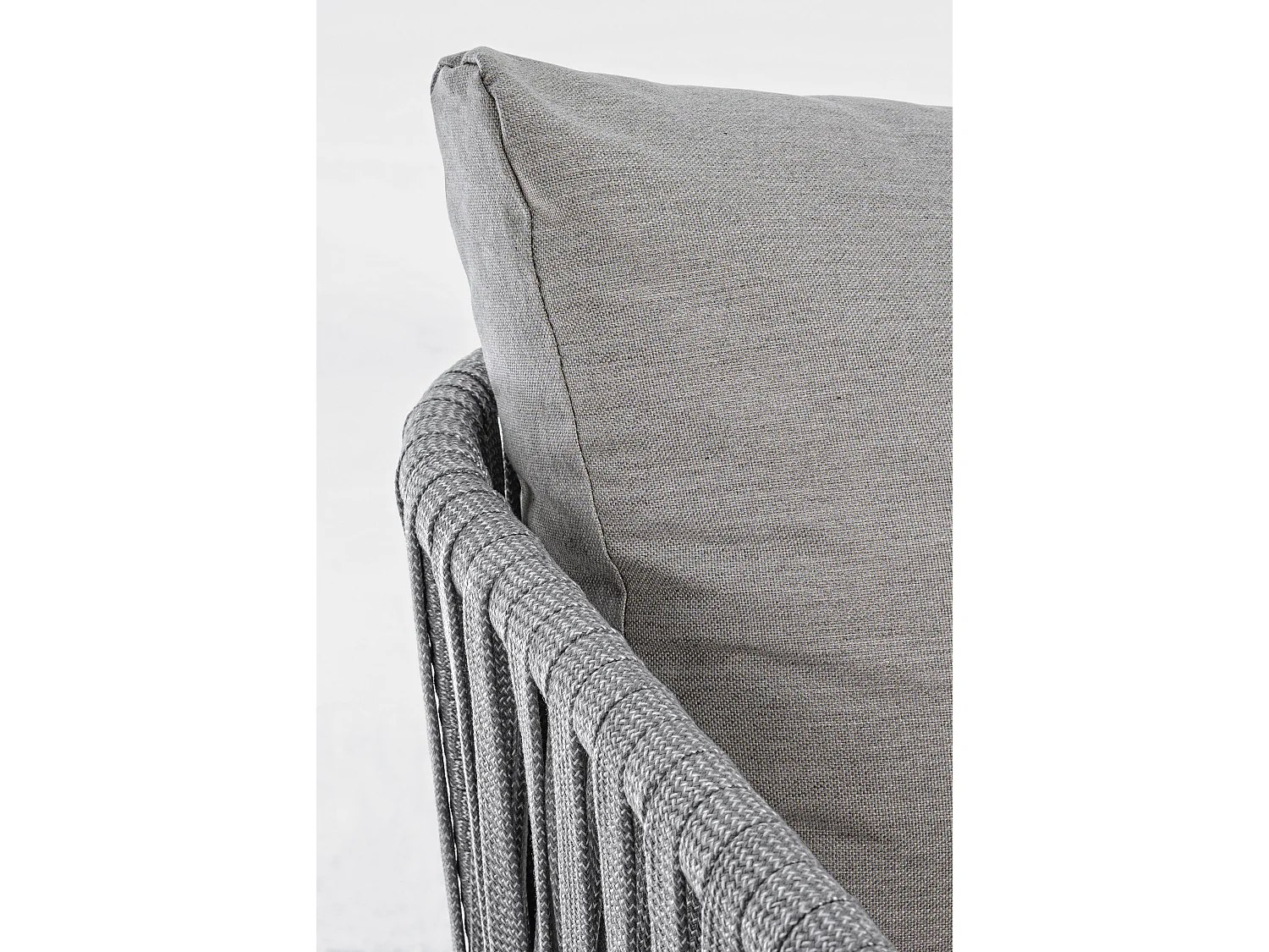 Fauteuil de jardin aluminium blanc et tressage de cordes gris taupe Flora