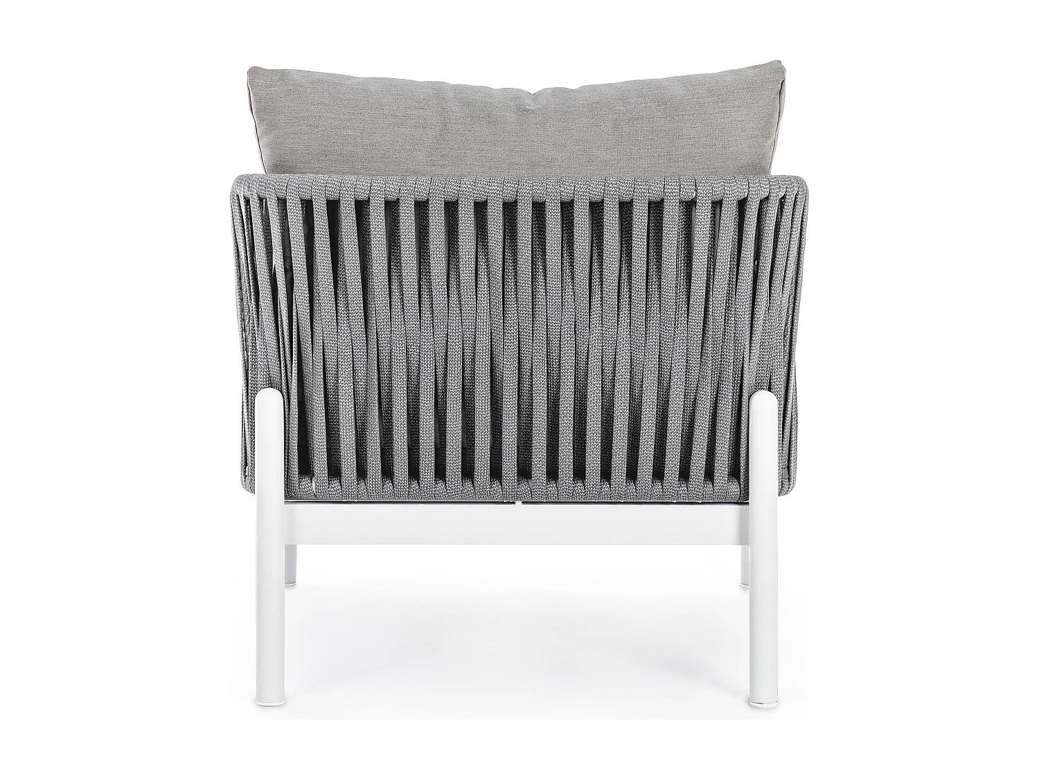 Fauteuil de jardin aluminium blanc et tressage de cordes gris taupe Flora