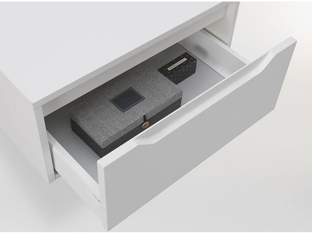 Ensemble meuble de salle de bain 2 tiroirs laqué blanc et miroir à LED Selb L 140cm