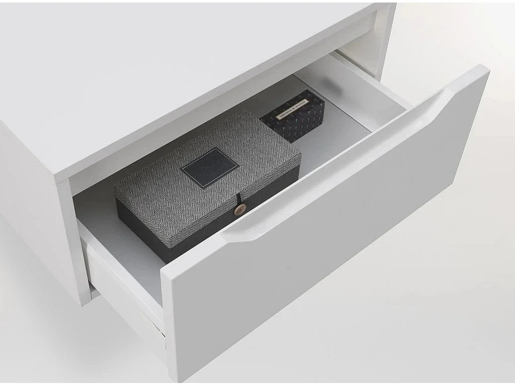 Ensemble meuble de salle de bain 1 tiroir laqué blanc mat avec miroir lumineux et 2 étagères Selb L 60cm