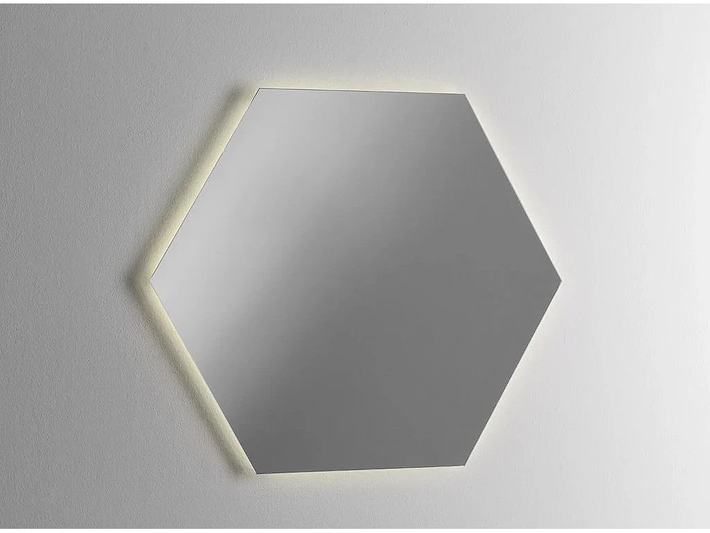 Ensemble meuble de salle de bain 2 tiroirs laqué blanc et effet béton et miroir lumineux Lago L 100cm 2