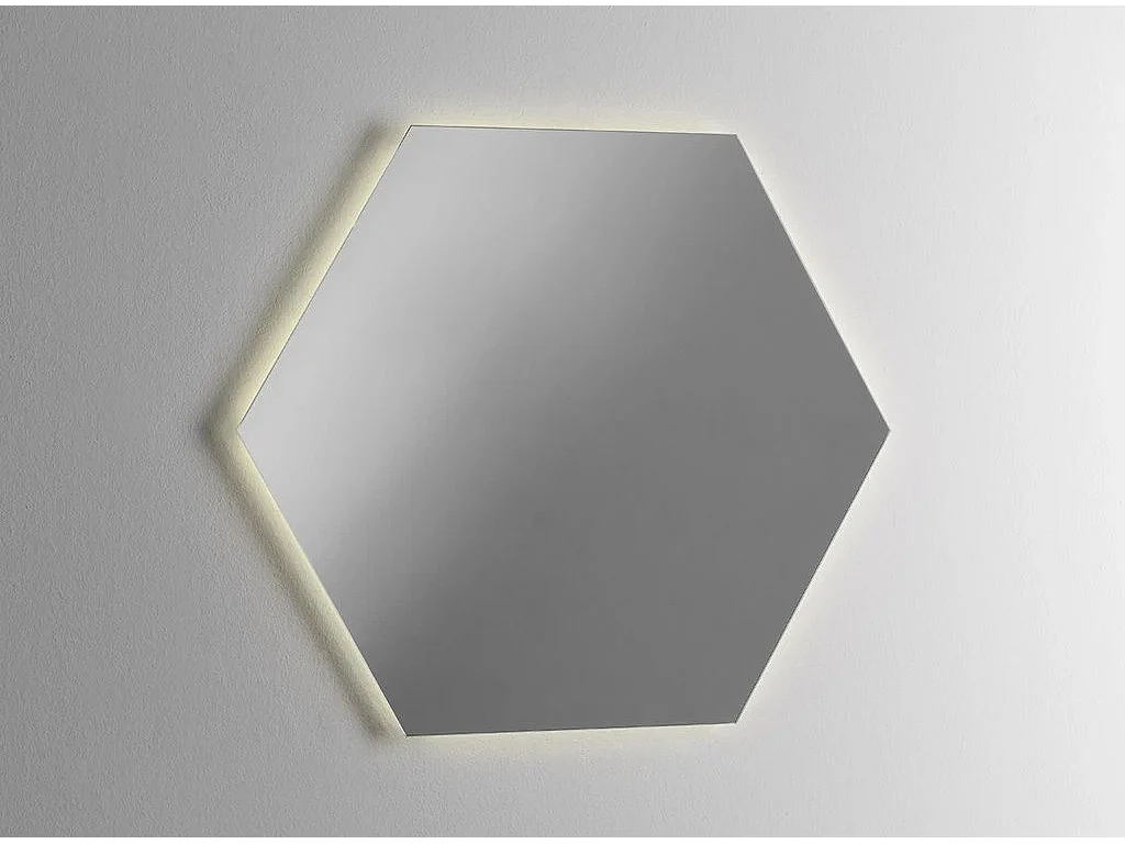 Ensemble meuble de salle de bain 2 tiroirs laqué blanc et marron et miroir lumineux Lago L 100cm