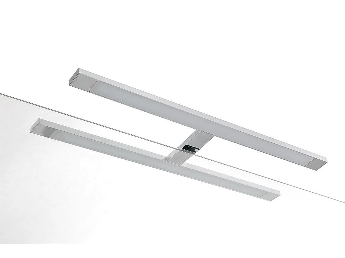 Ensemble meuble de salle de bain 2 tiroirs laqué blanc et bleu effet pierre et miroir à LED Lago L 120cm