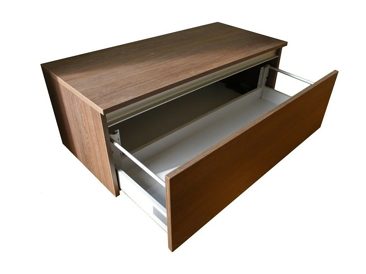 Ensemble meuble de salle de bain 3 tiroirs bois foncé et miroir à LED Teph L 140cm