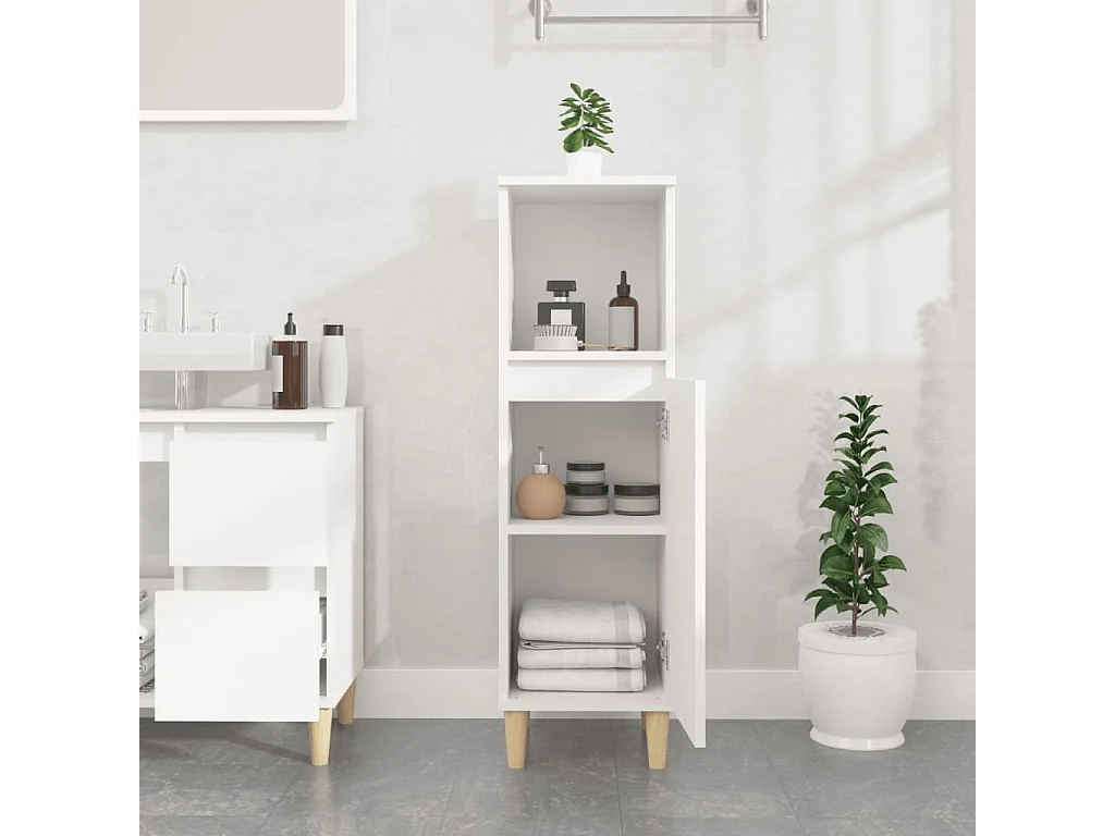 Armoire de salle de bain blanc 30x30x100 bois d'ingénierie