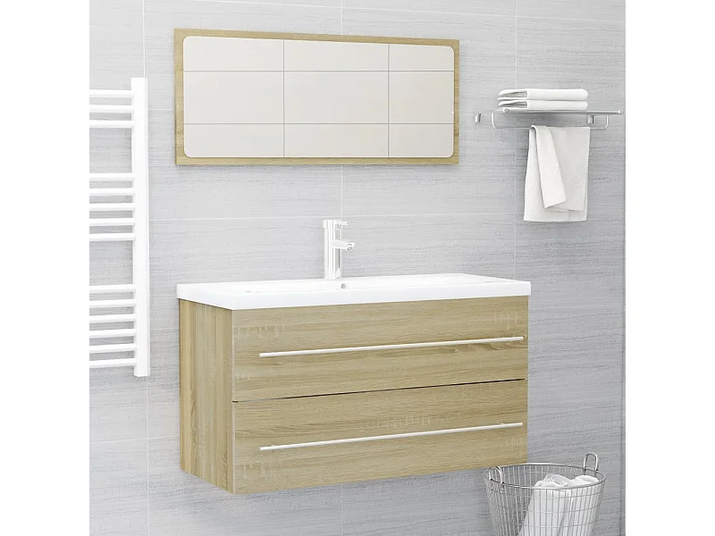 Ensemble de meubles de bain 2 pcs Chêne sonoma 5