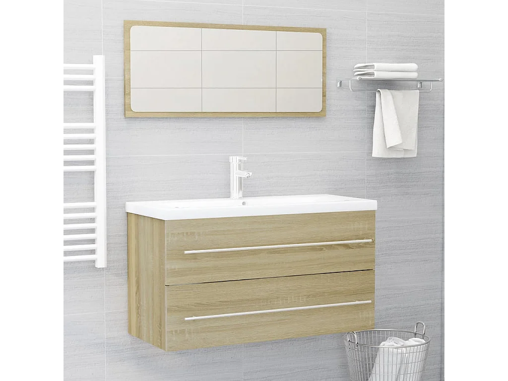Ensemble de meubles de bain 2 pcs Chêne sonoma 5