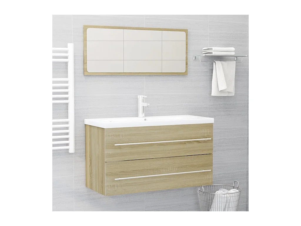 Ensemble de meubles de bain 2 pcs Chêne sonoma 5