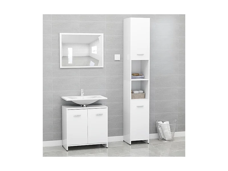 Ensemble de meubles de salle de bain 3 pcs Blanc 5