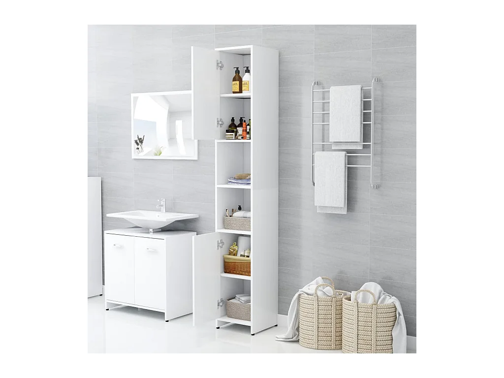 Ensemble de meubles de salle de bain 3 pcs Blanc 5