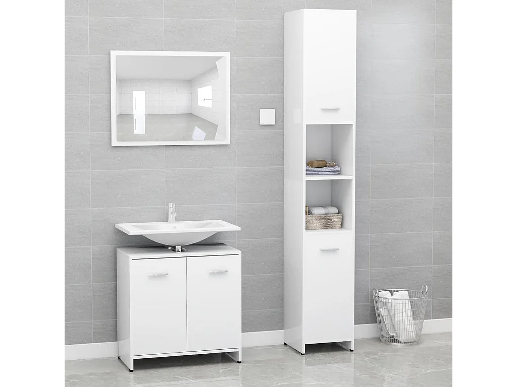 Ensemble de meubles de salle de bain 3 pcs Blanc 5