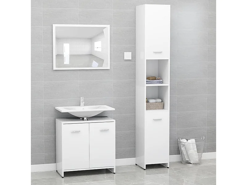 Ensemble de meubles de salle de bain 3 pcs Blanc 5