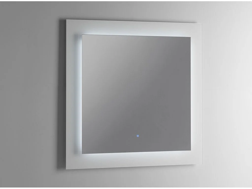 Ensemble meuble de salle de bain blanc et effet béton avec colonne et miroir lumineux Selb L 90cm