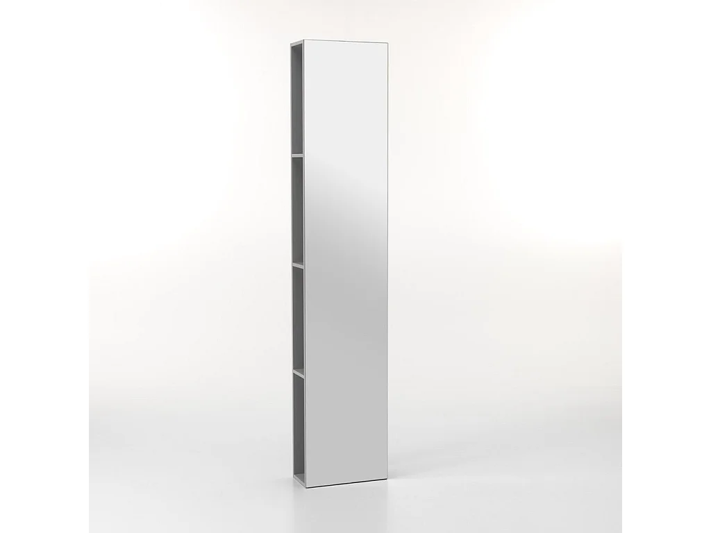 Ensemble meuble de salle de bain blanc et effet béton avec colonne et miroir lumineux Selb L 90cm