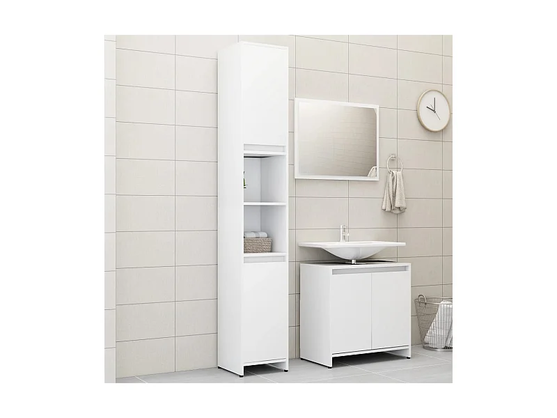 Ensemble de meubles de salle de bain 3 pcs Blanc 7