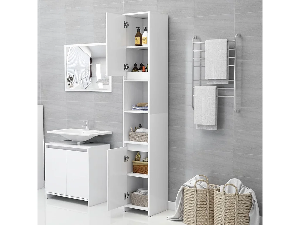 Ensemble de meubles de salle de bain 3 pcs Blanc 7