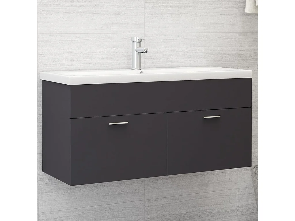 Wastafelkast 100x38,5x46 cm bewerkt hout grijs