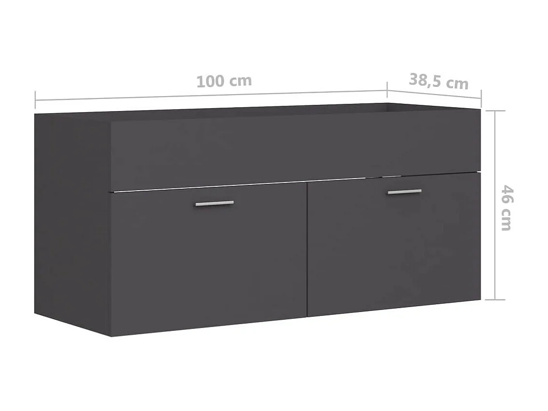 Wastafelkast 100x38,5x46 cm bewerkt hout grijs