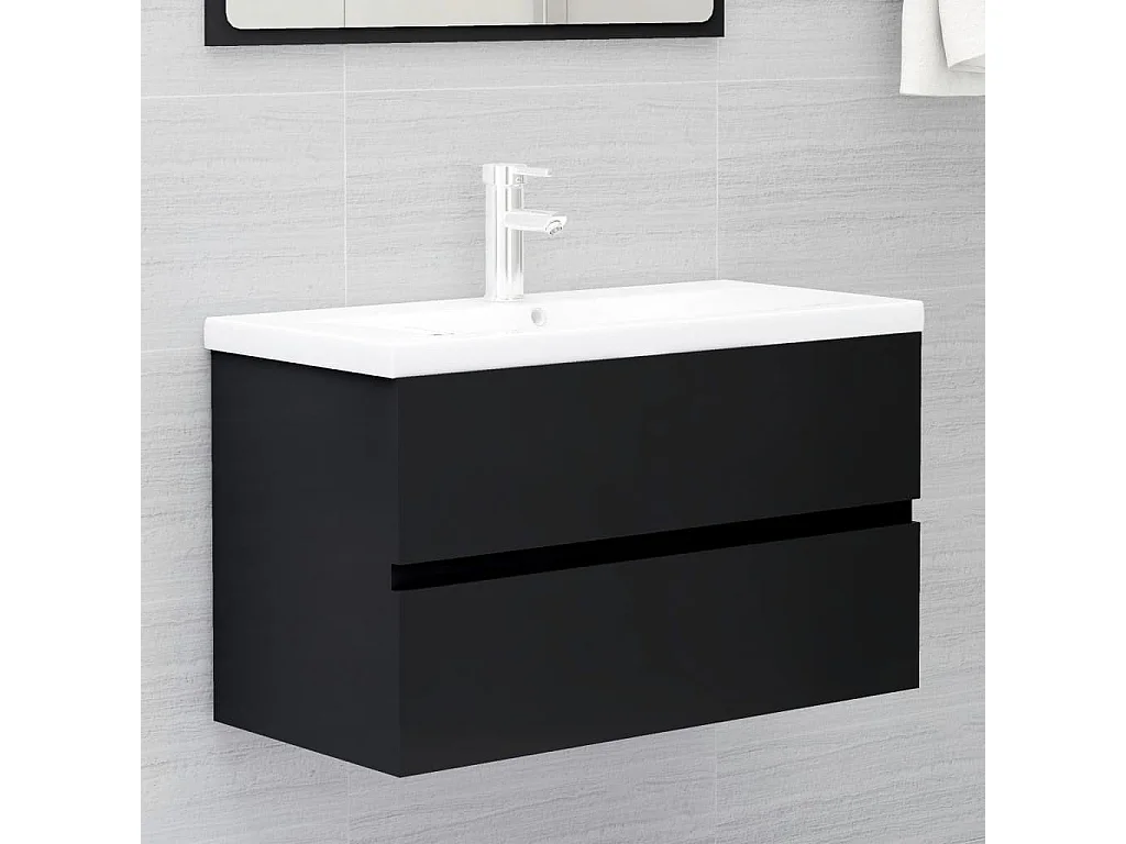 Ensemble de meubles de salle de bain 2 pcs Noir Vezal