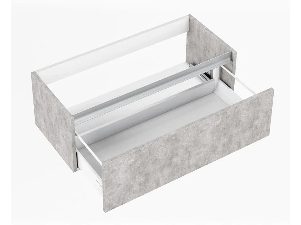 Ensemble meuble de salle de bain 1 tiroir effet béton et miroir à LED Teph L 140cm