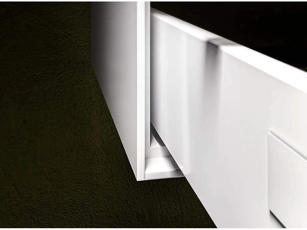 Ensemble meuble de salle de bain 2 tiroirs laqué blanc et miroir à LED Goa L 120cm