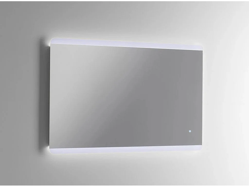 Ensemble meuble de salle de bain 2 tiroirs laqué blanc et beige et miroir lumineux Lago L 120cm 2