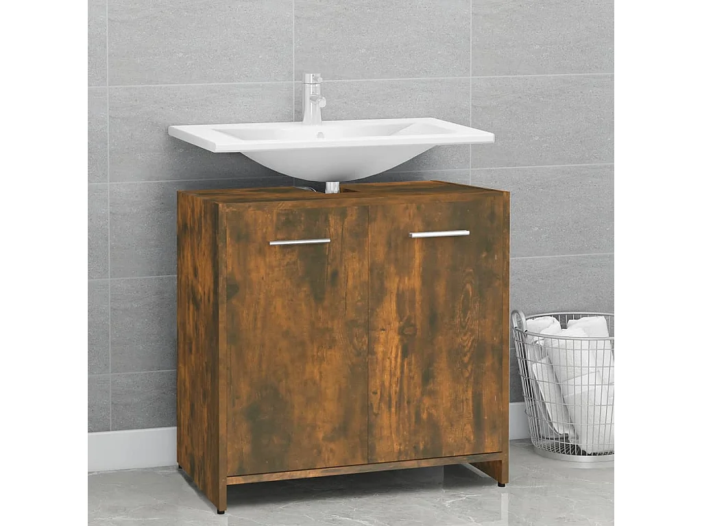 Armoire de bain Chêne fumé 60x33x60 Bois d'ingénierie